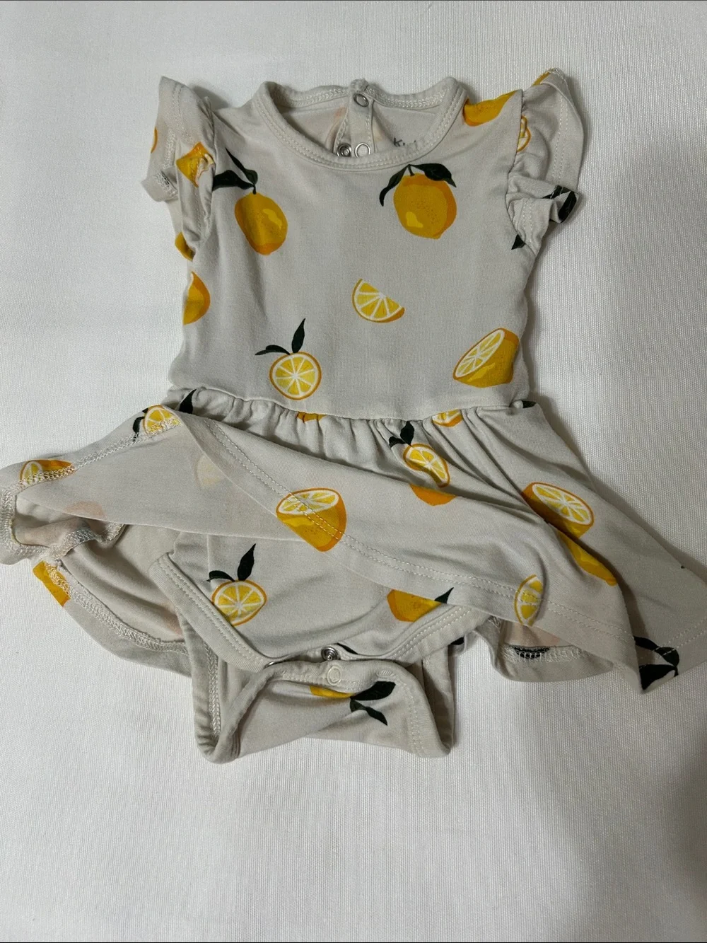 Kyte BABY Skirted Onsie, 0-3 mo, lemon print
